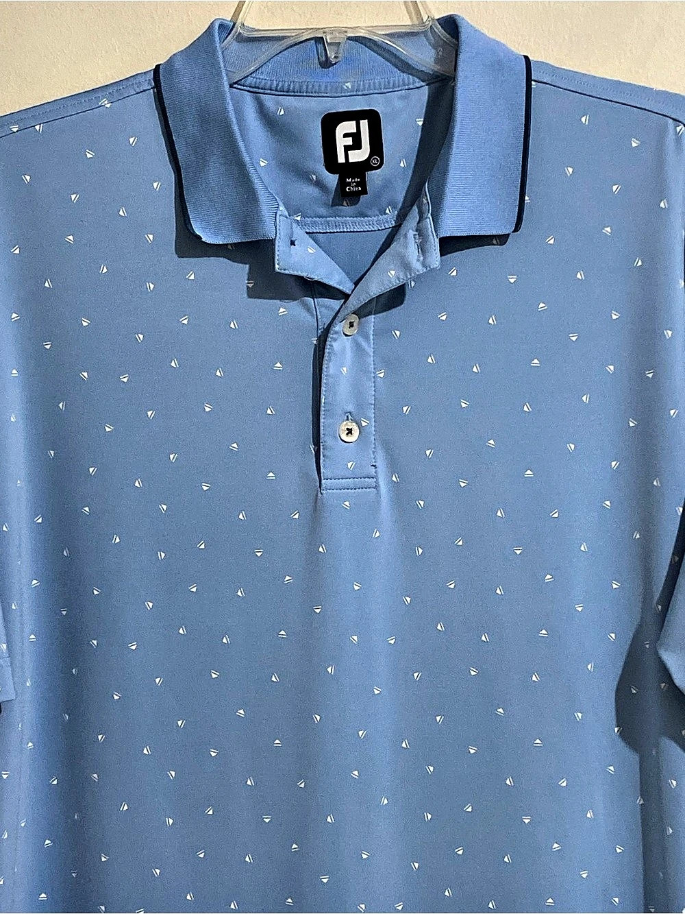 FootJoy Geometric print light blue polo golf Size XL